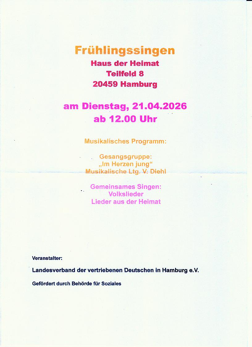 Einladung zum Frühlingssingen