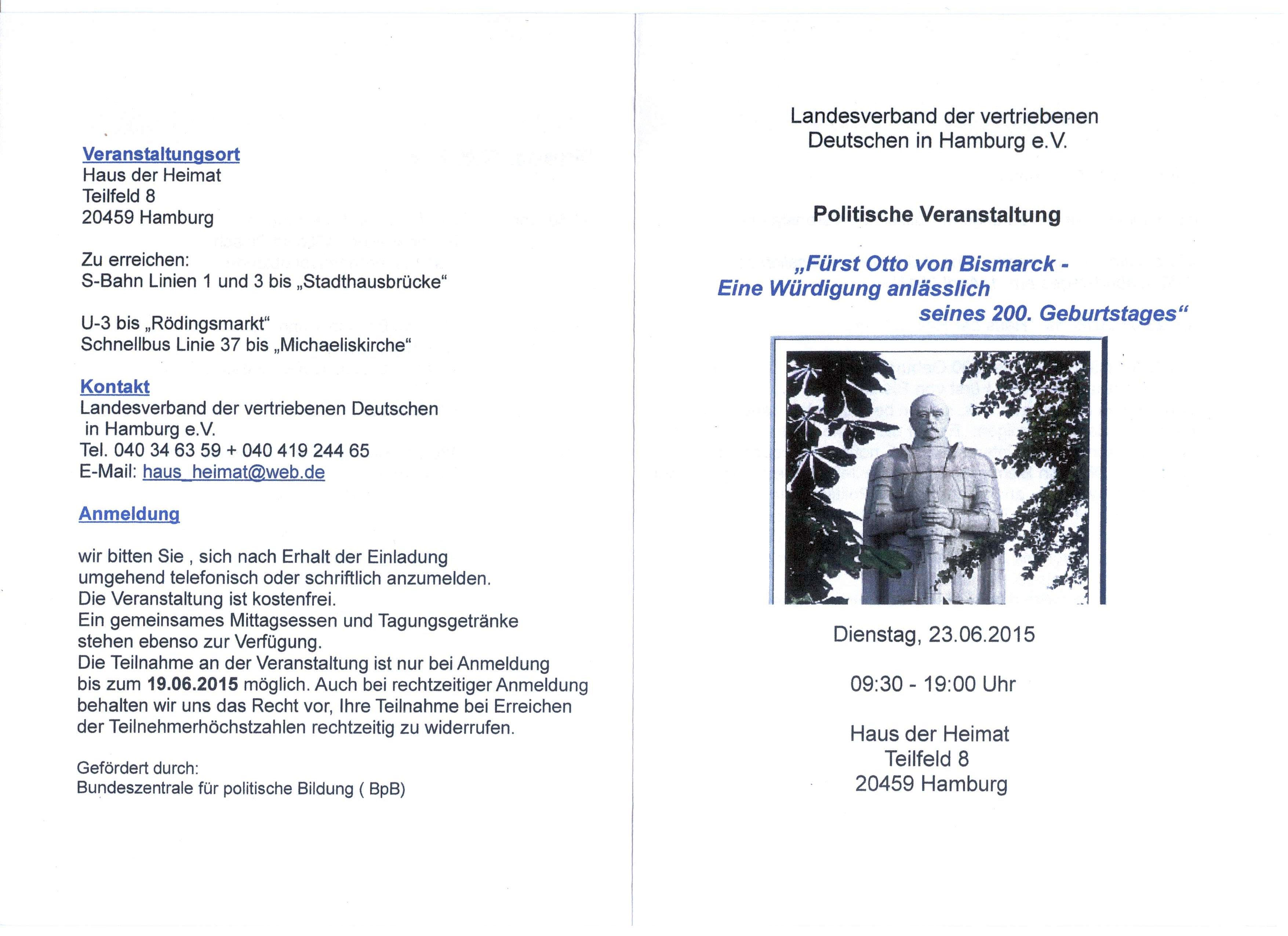 Politisches Seminar Otto von Bismarck am 23.6.2015